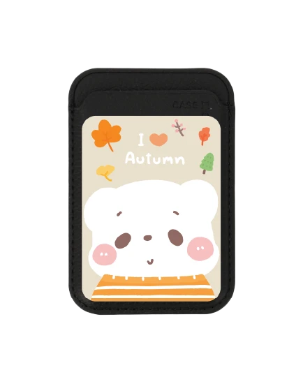 กระเป๋าใส่บัตร magsafe ดำ bearplease autumn