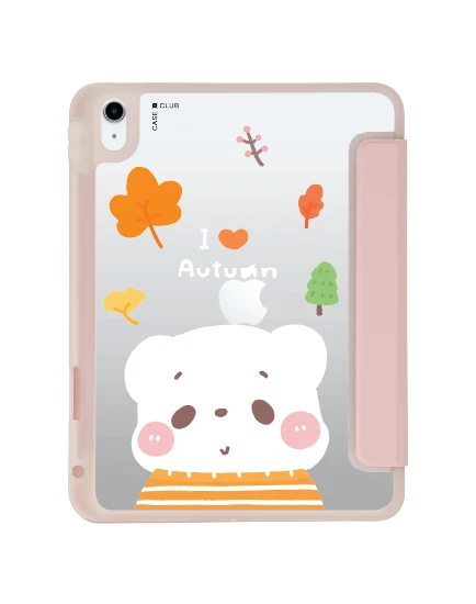 เคสใส ipad gen 10th/11th 2025 สีชมพู bearplease autumn