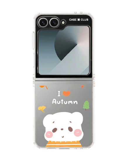 samsung galaxy z flip 6 clear case bearplease autumn