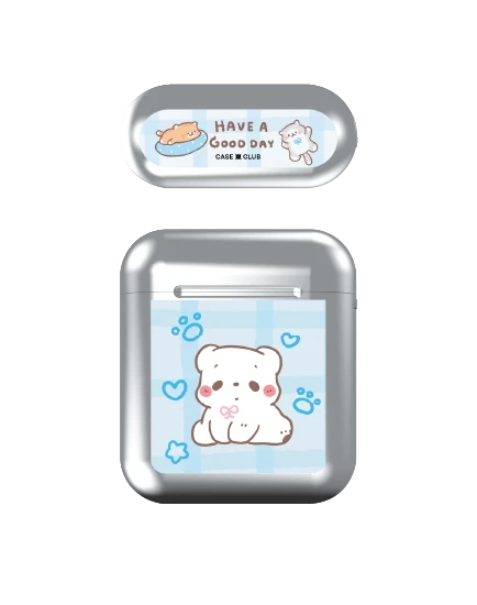 airpods (1/2 gen) silver case bearplease have a good day