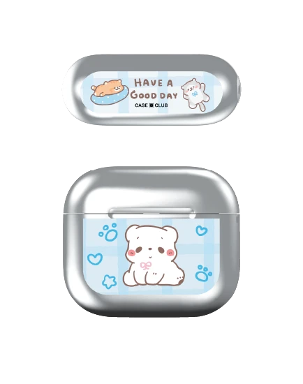 เคสสีเงิน airpods รุ่น 3 bearplease have a good day