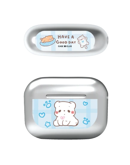 เคสสีเงิน airpods pro 2 bearplease have a good day