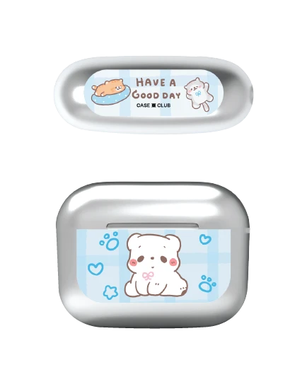 เคสสีเงิน airpods pro 3 bearplease have a good day