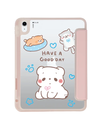 เคสใส ipad gen 10th/11th 2025 สีชมพู bearplease have a good day