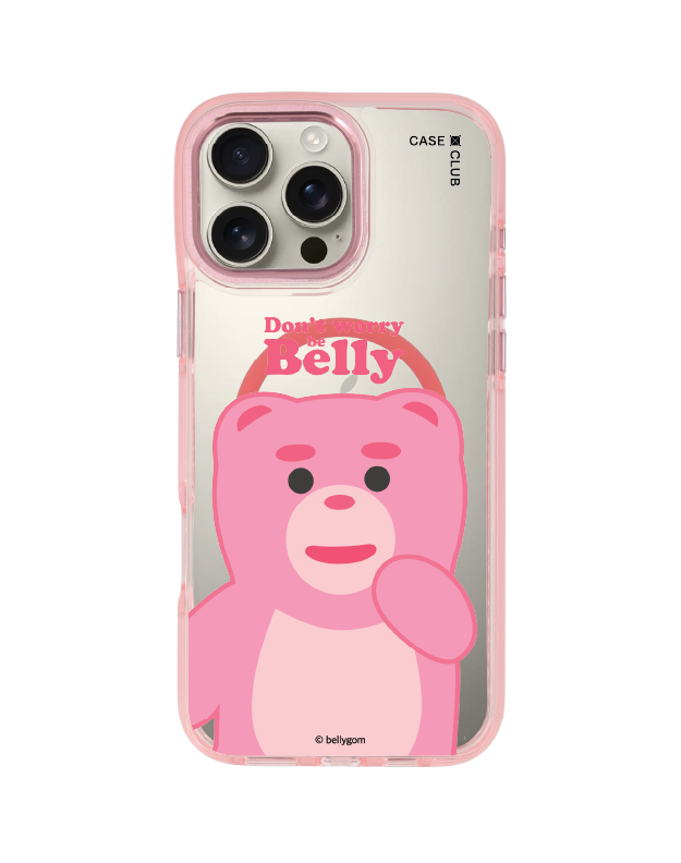 iphone 16 pro max clear pink magsafe bellygom character
