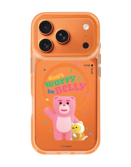 เคสใสสีส้ม iphone 17 pro magsafe bellygom go-cat don't worry be belly