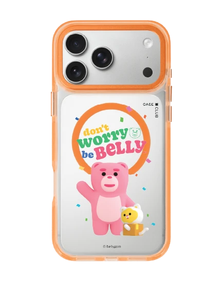 เคสใสสีส้ม iphone 17 pro max magsafe bellygom go-cat don't worry be belly