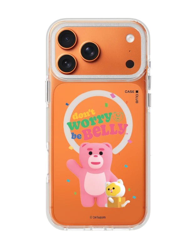 iphone 17 pro max clear white magsafe bellygom go-cat don't worry be belly