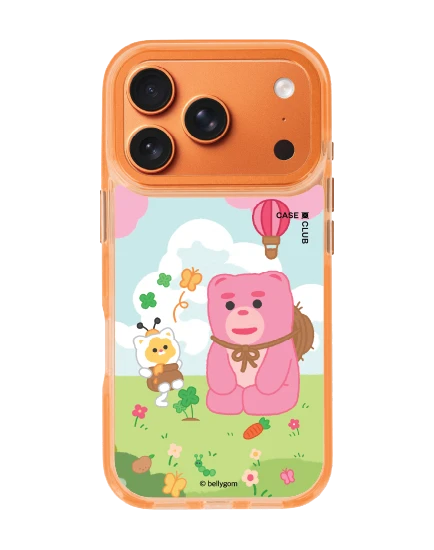 เคสใสสีส้ม iphone 17 pro magsafe น้องหมี bellygom ในฤดูใบไม้ผลิ