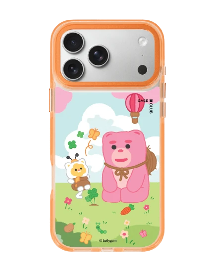 เคสใสสีส้ม iphone 17 pro max magsafe น้องหมี bellygom ในฤดูใบไม้ผลิ