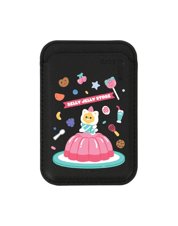 กระเป๋าใส่บัตร magsafe ดำ น้องหมี bellygom ในชุดแมวสุดน่ารัก