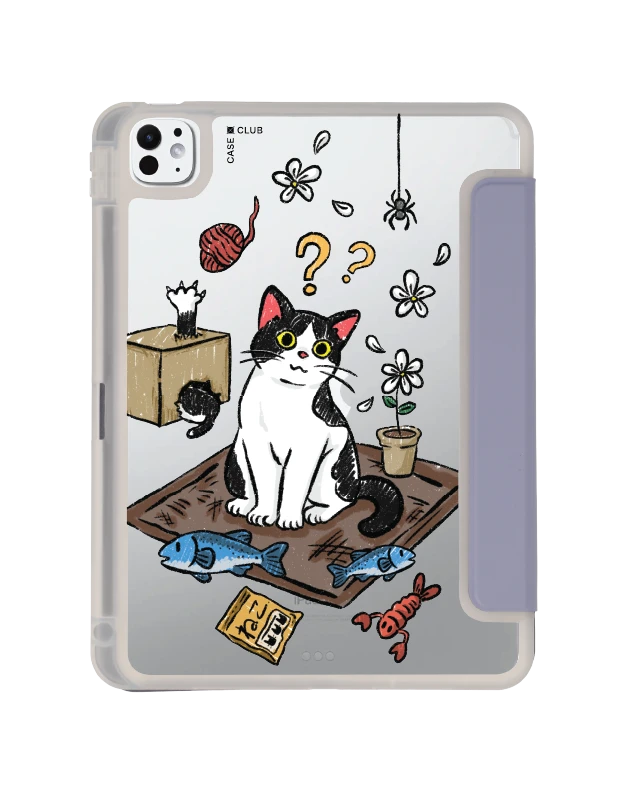 ipad pro 11" (2024) clear purple bicolor cat life