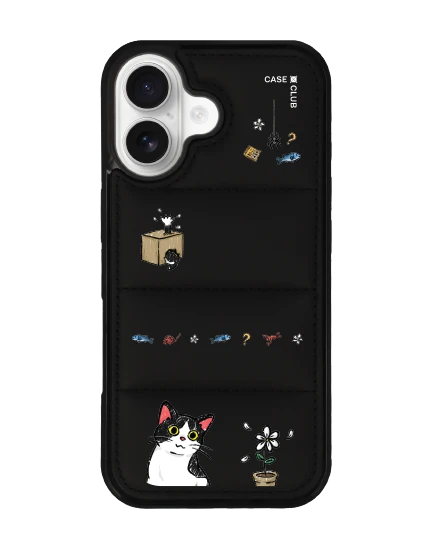 เคส iphone 17 puffy สีดำ แมวเหมียว 2 สี
