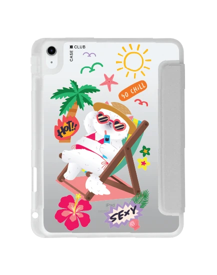 ipad gen 10th/11th 2025 clear grey bikini cat
