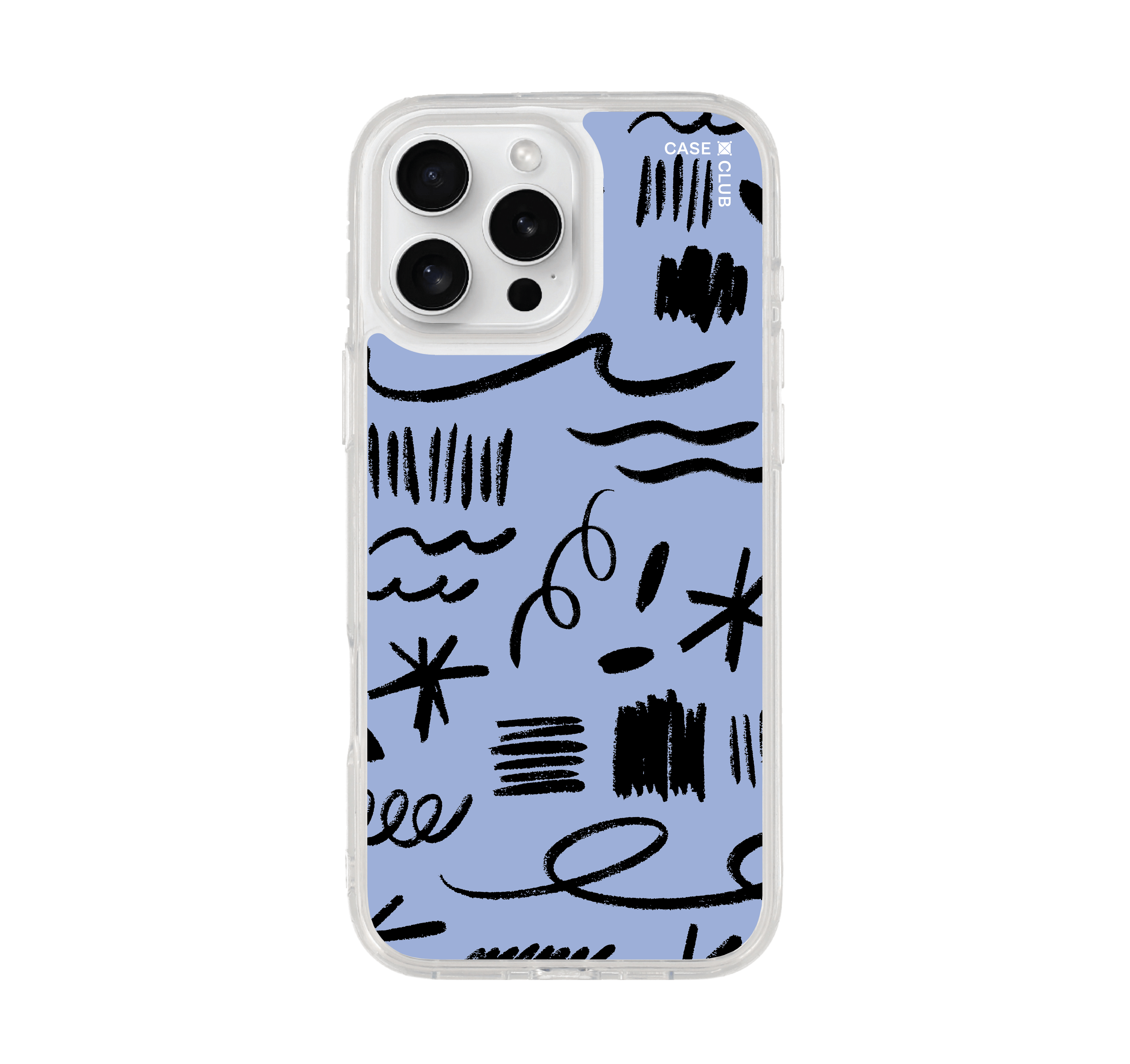 เคสใส iPhone 16 Pro Max แปรงสีดำและน้ำเงิน