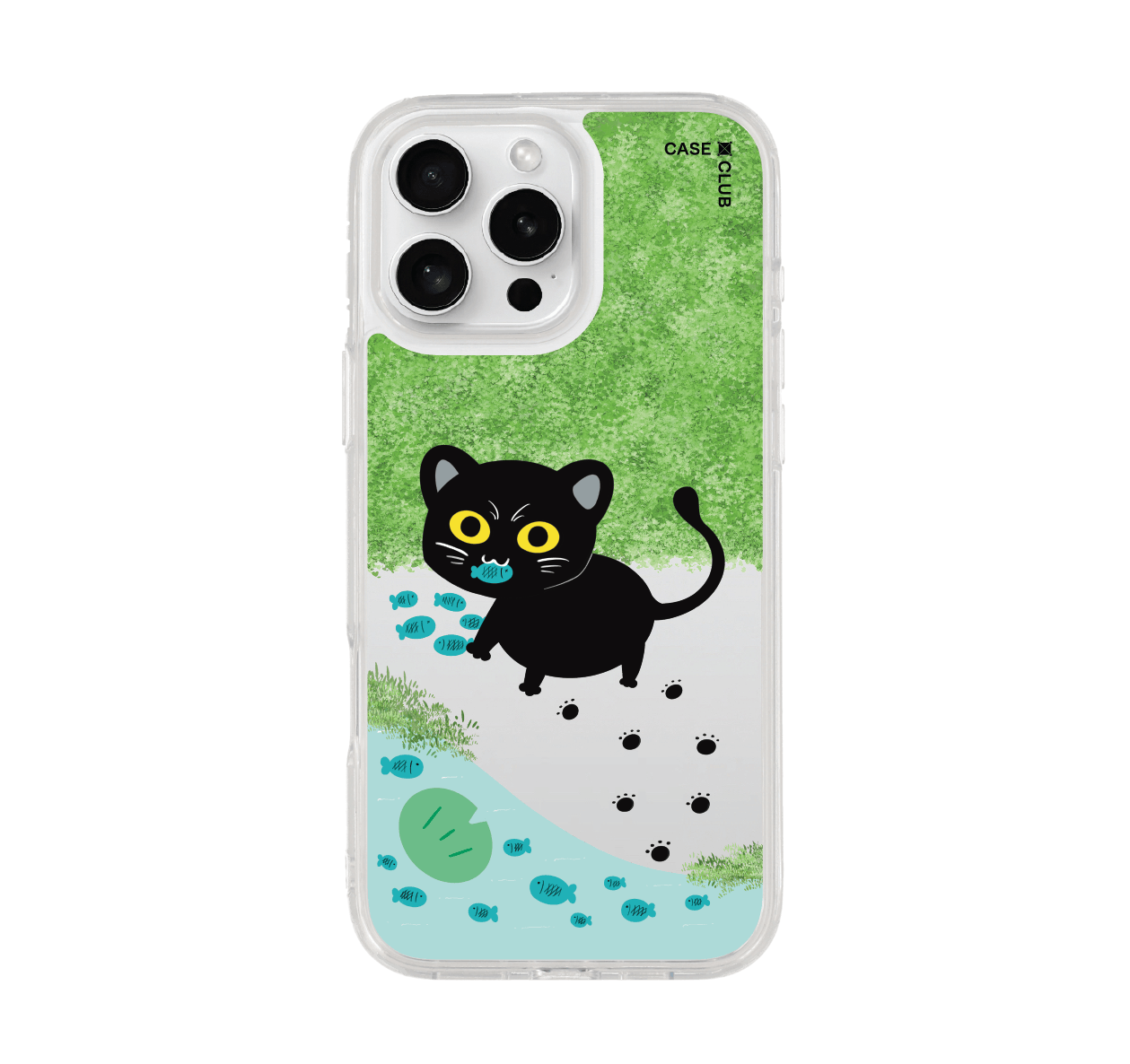 เคสใส iphone 16 pro max แมวดำจับปลา