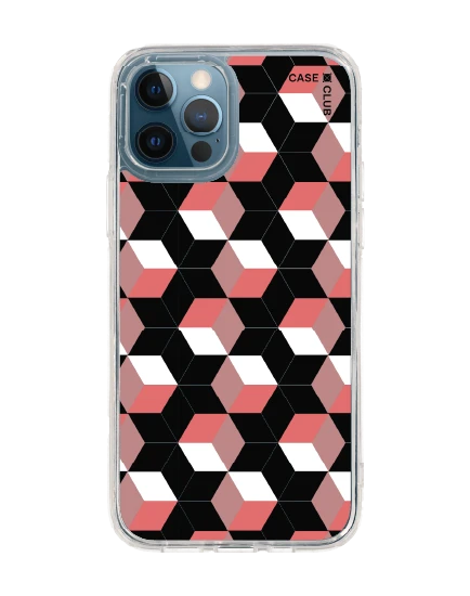 เคสใส iphone 12/12 pro กล่องปริซึมดำชมพู