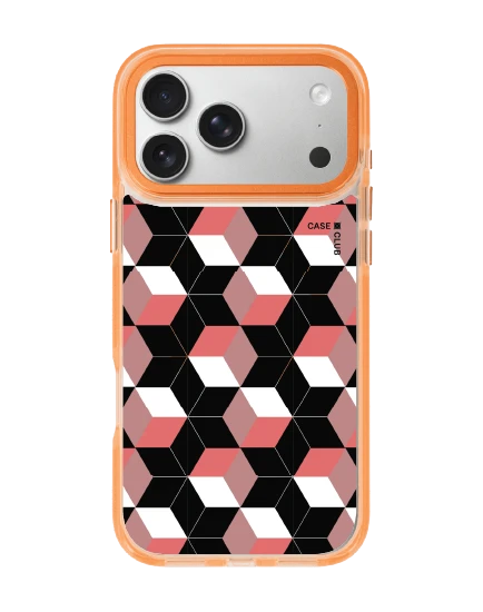 เคสใสสีส้ม iphone 17 pro max magsafe กล่องปริซึมดำชมพู