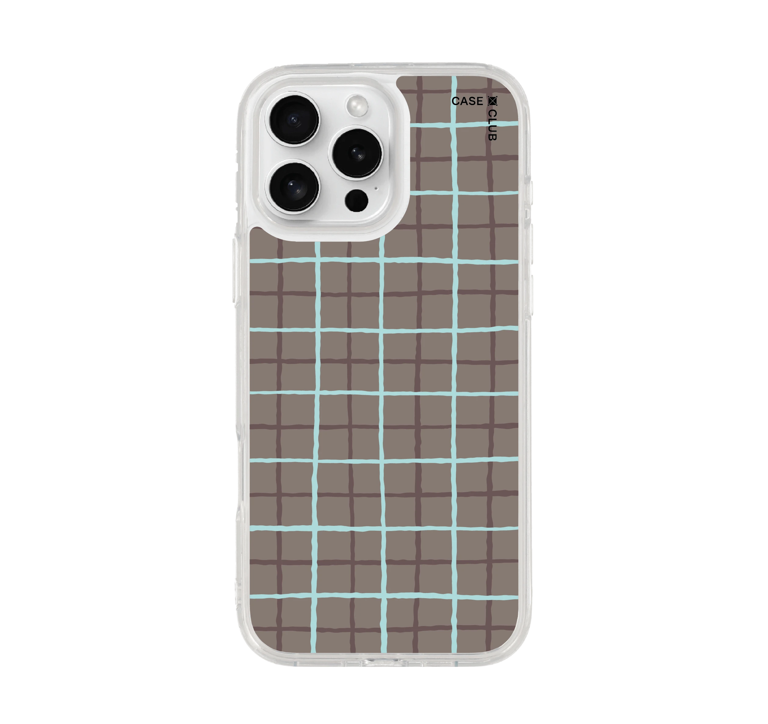 iphone 16 pro max clear case blue & brown stripes