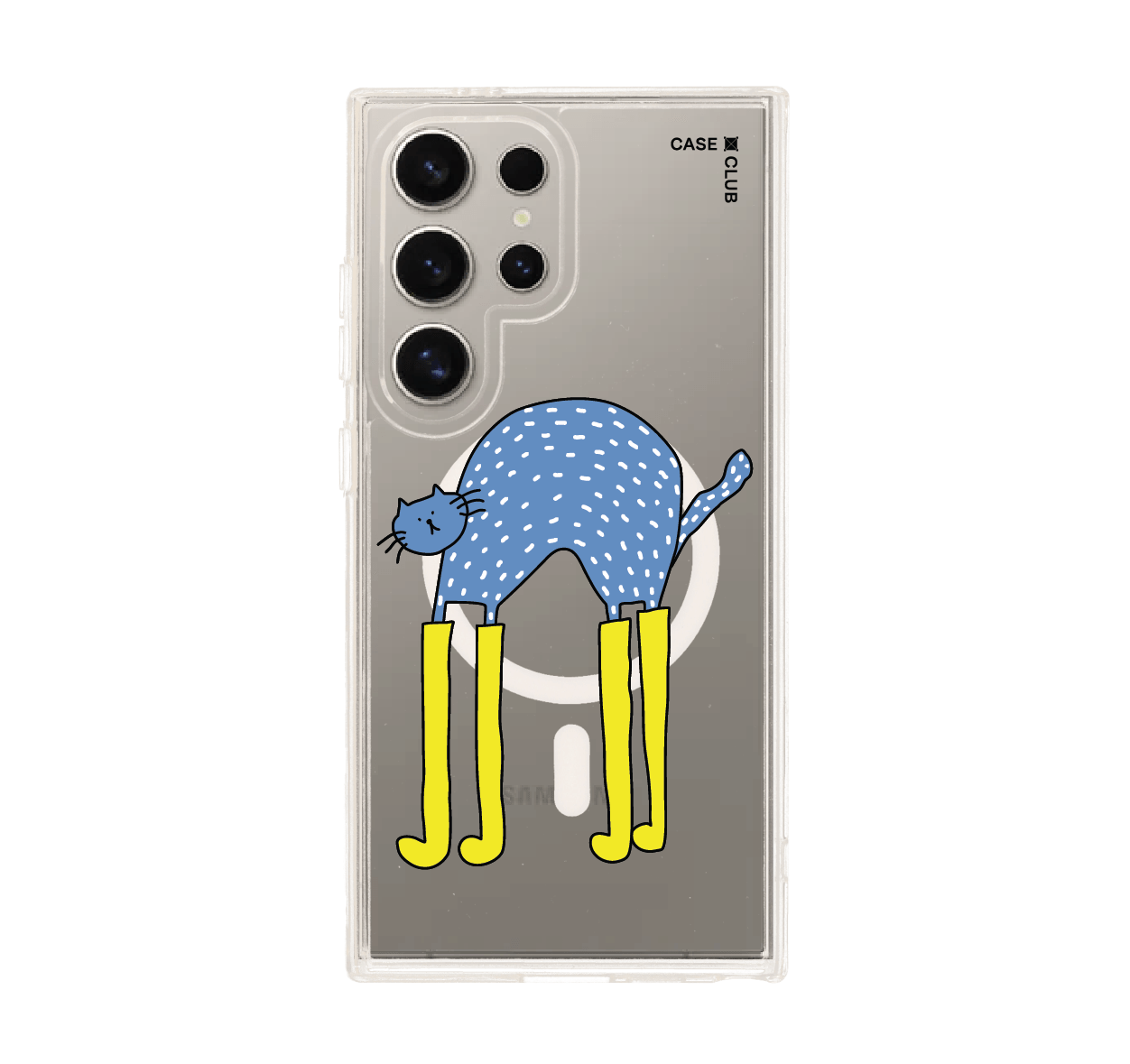 samsung galaxy s24 ultra clear magsafe blue cat with yellow boots