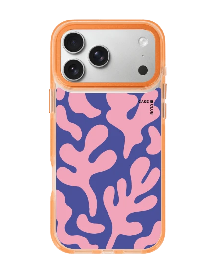 iphone 17 pro max clear orange magsafe blue & pink abstract freeform pattern