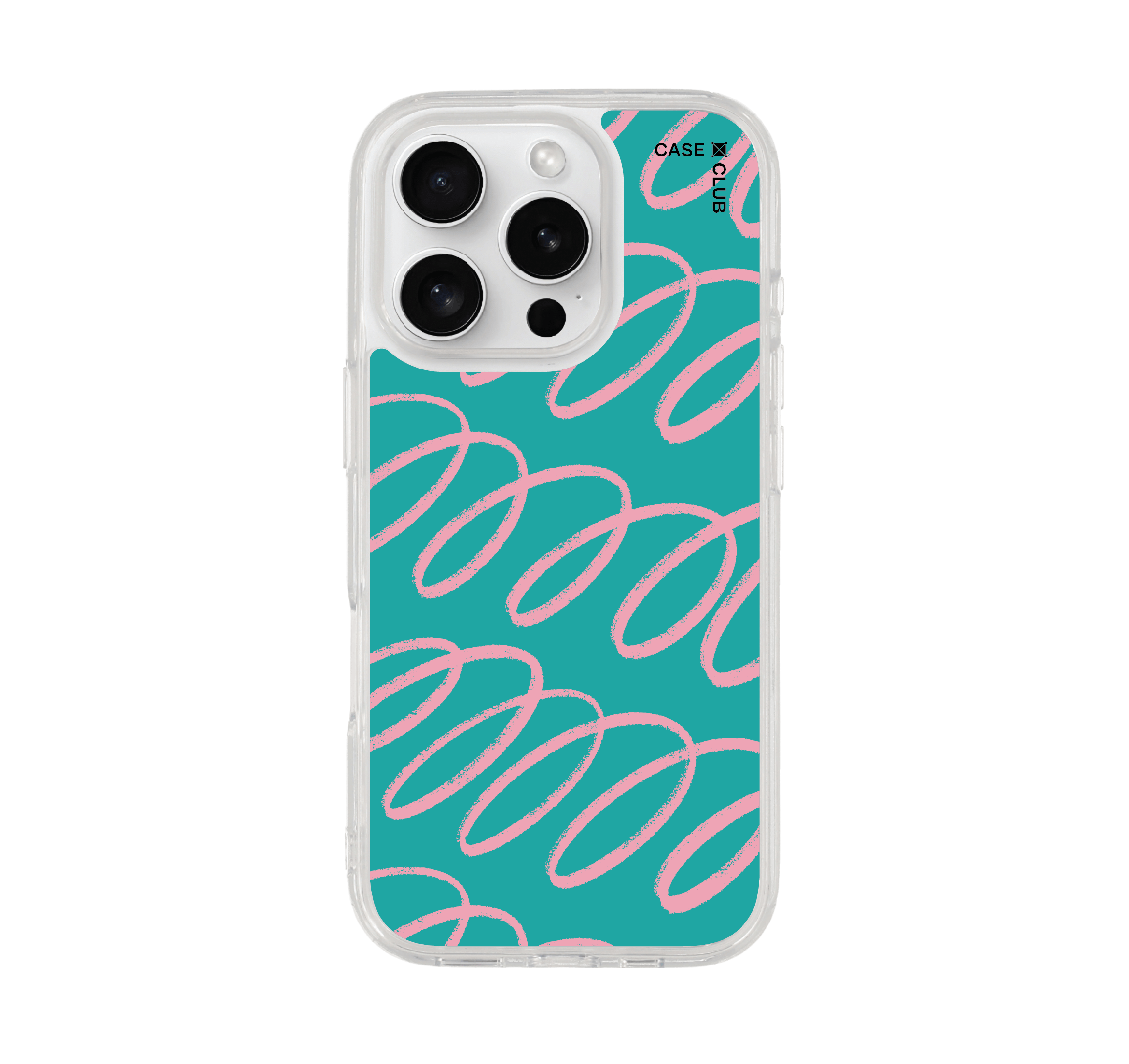 เคสใส iphone 16 pro ลายโค้งฟ้าชมพู