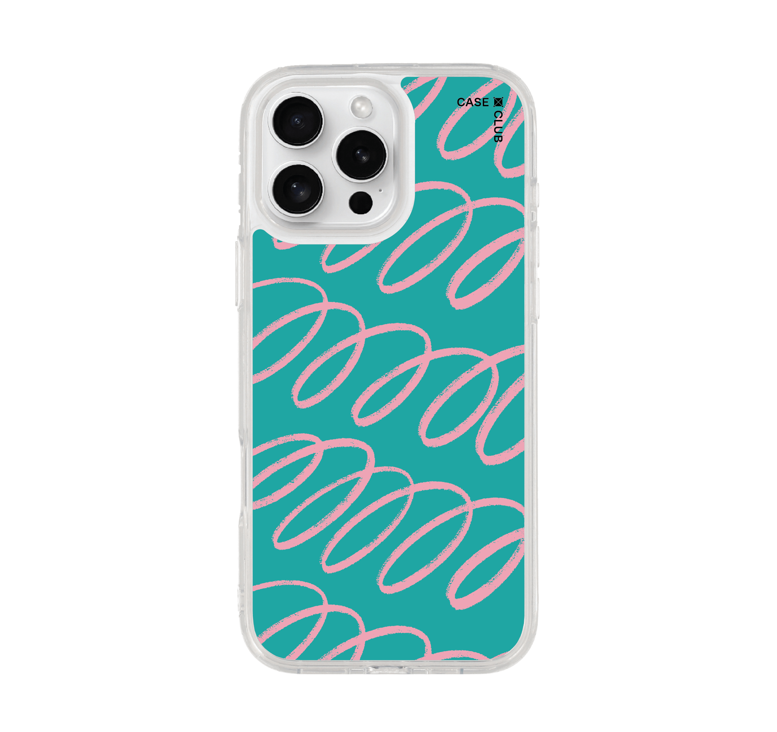 เคสใส iPhone 16 Pro Max ลายโค้งฟ้าชมพู