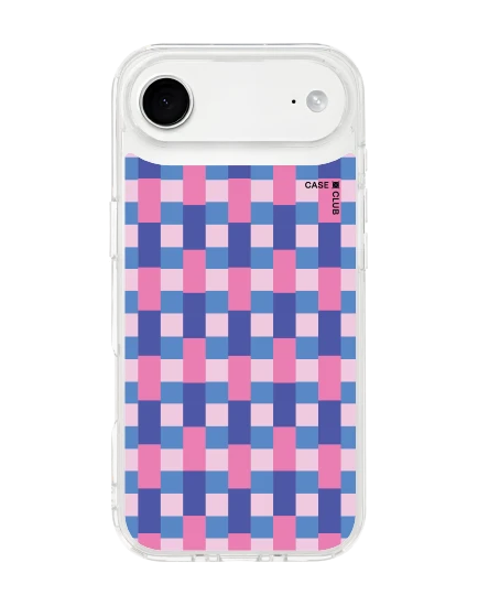 เคสใส iphone 17 air magsafe กริด ตารางสีชมพูฟ้า