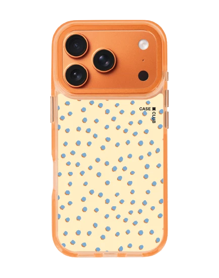 iphone 17 pro clear orange magsafe blue & yellow brush polka dots