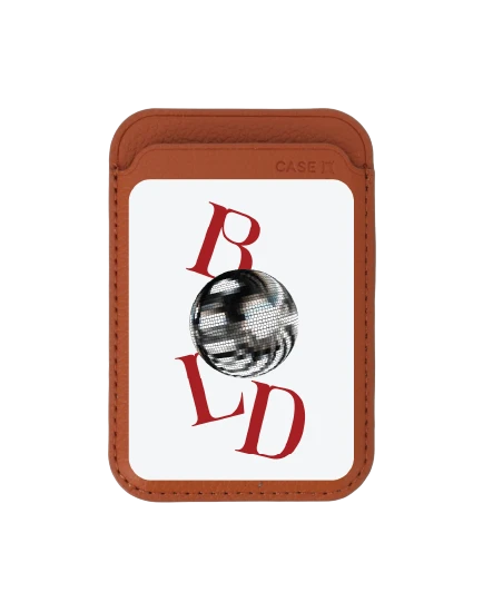 กระเป๋าใส่บัตร magsafe น้ำตาล ลูกบอลดิสโก้เมทัลลิก