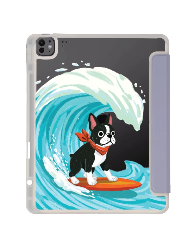 ipad air6/7 13" 2025 (m2/m3) clear purple boston terrier surf