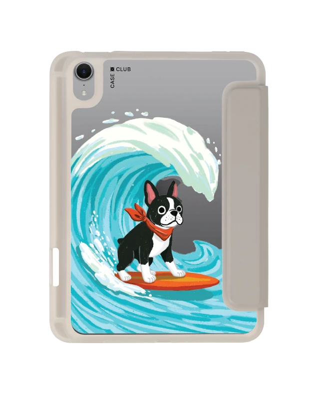 ipad mini 7 clear grey boston terrier surf