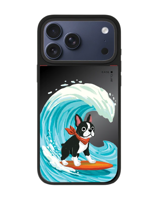 เคสกระจก iphone 17 pro max matte magsafe บอสตันเทอร์เรียร์โต้คลื่น