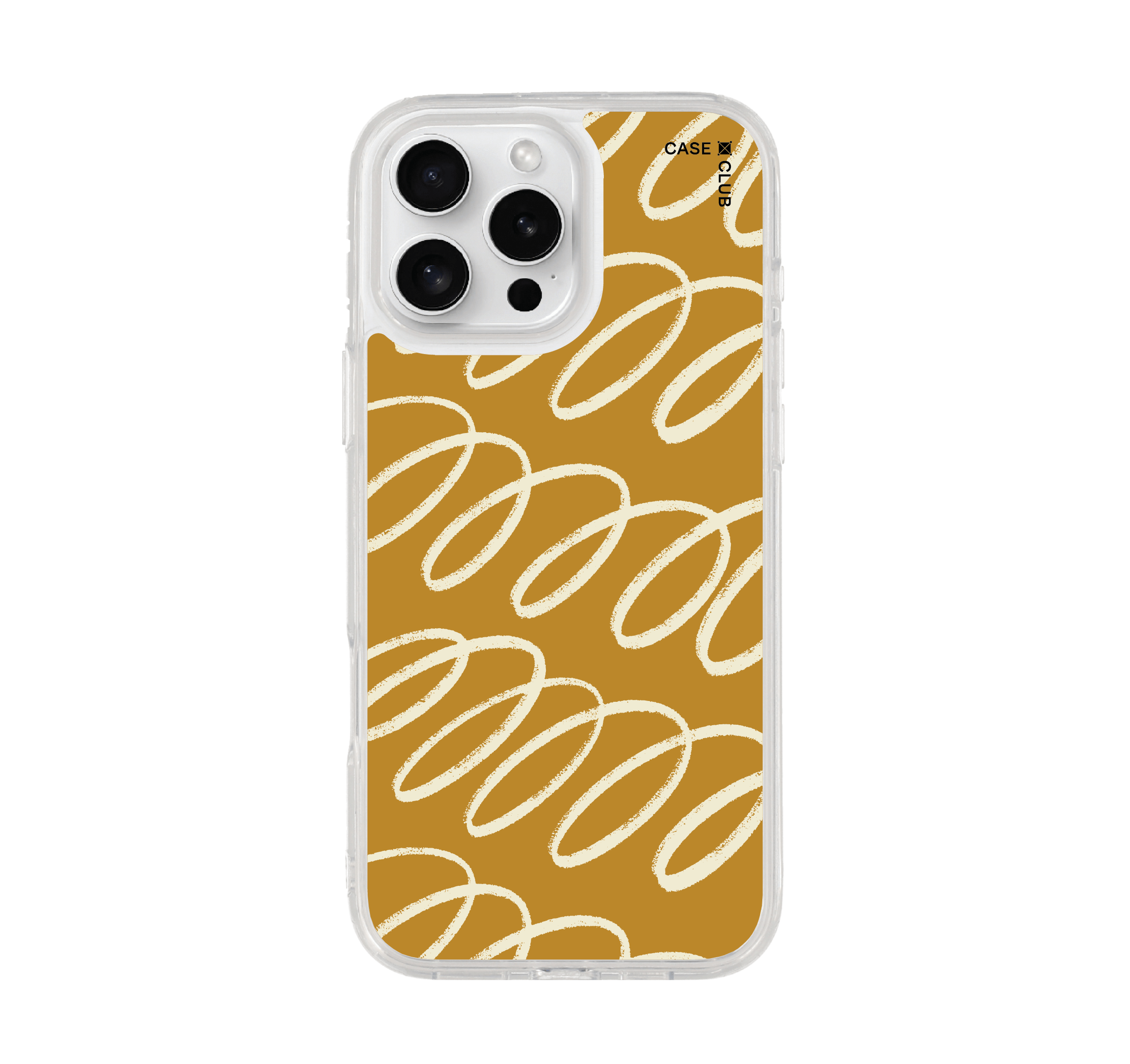 เคสใส iPhone 16 Pro Max ลายโค้งน้ำตาลขาว
