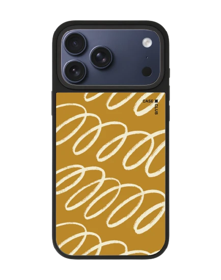 iphone 17 pro max matte mirror magsafe brown & white curvy pattern