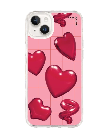 iphone 14 plus clear case candy heart pop