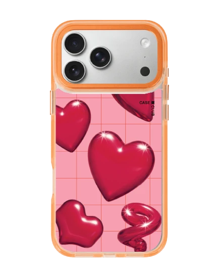 เคสใสสีส้ม iphone 17 pro max magsafe ลูกอมรูปหัวใจ