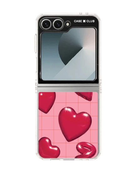 samsung galaxy z flip 6 clear case candy heart pop