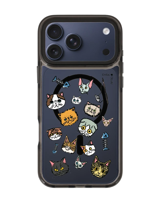 iphone 17 pro max clear black magsafe cat pattern