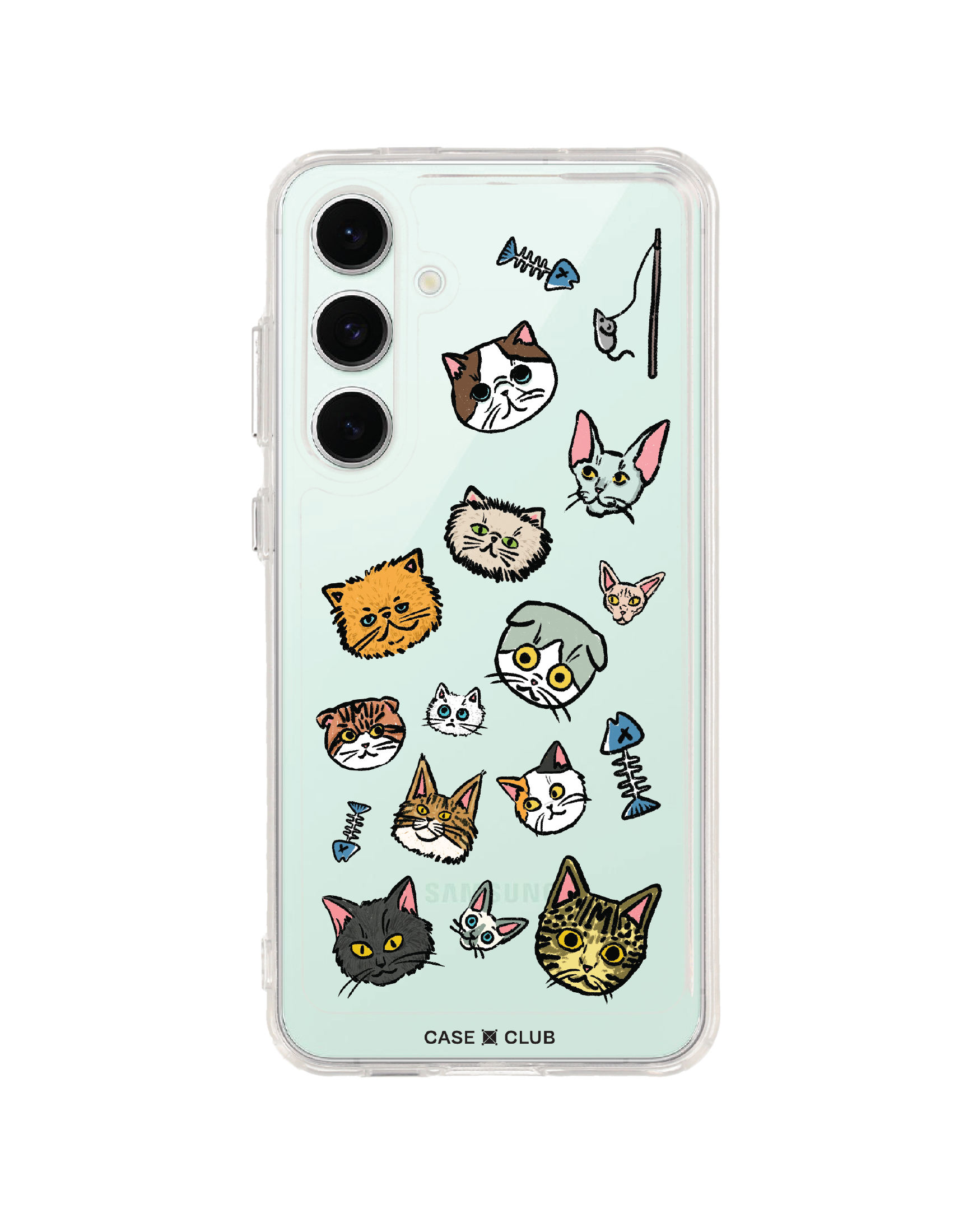 samsung galaxy s24 fe clear case cat pattern