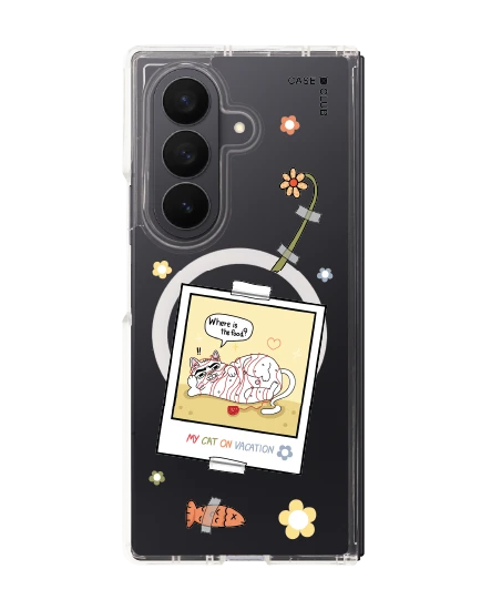 เคสใส samsung galaxy z fold 7 magsafe รูปแมวโพลารอยด์