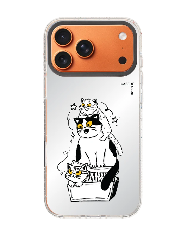เคสกระจกใส iphone 17 pro max mirror magsafe เหมียวทริโอ้แสนเริงร่า