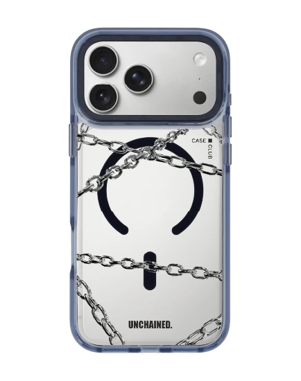 เคสใส iphone 17 pro max magsafe สีฟ้า โซ่โครเมียม