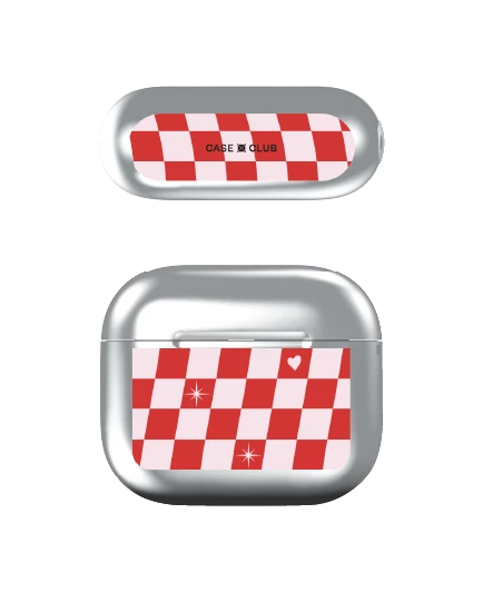 เคสสีเงิน airpods รุ่น 3 ตารางหัวใจเช็คเกอร์ป็อป