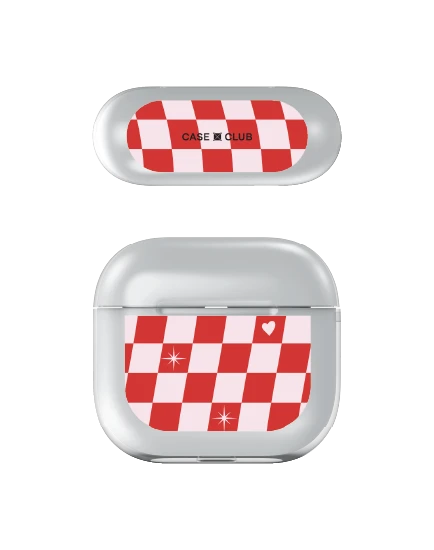 เคสใส airpods 4 ตารางหัวใจเช็คเกอร์ป็อป