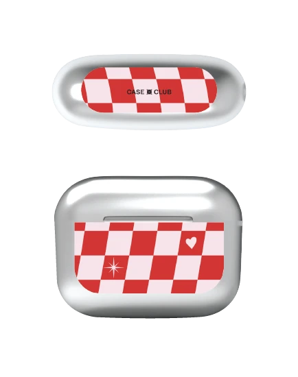 airpods pro 3 silver case checker love pop