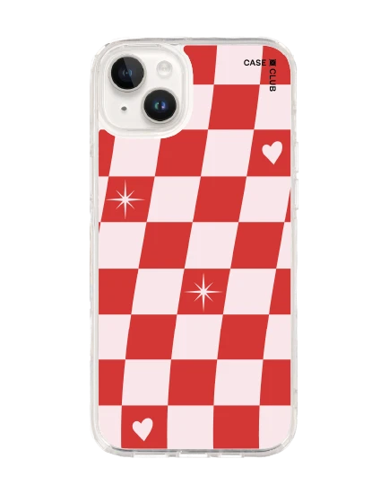 iphone 14 plus clear case checker love pop