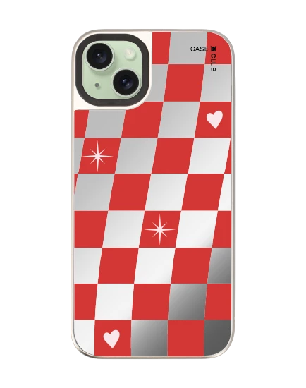 เคสกระจก iphone 15 plus magsafe ตารางหัวใจเช็คเกอร์ป็อป