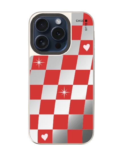 เคสกระจก iphone 15 pro magsafe ตารางหัวใจเช็คเกอร์ป็อป
