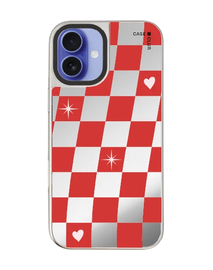 iphone 16 plus mirror case magsafe checker love pop